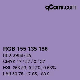 Color code: RGB 155 135 186 | qconv.com