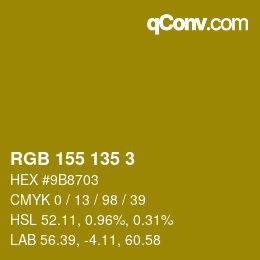 颜色代码: RGB 155 135 3 | qconv.com
