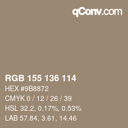 Color code: RGB 155 136 114 | qconv.com