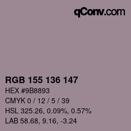 Color code: RGB 155 136 147 | qconv.com