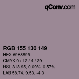 Color code: RGB 155 136 149 | qconv.com