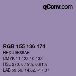 Color code: RGB 155 136 174 | qconv.com