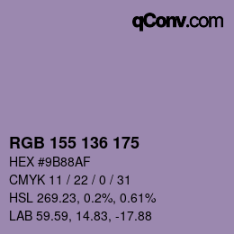 Color code: RGB 155 136 175 | qconv.com