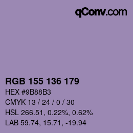 Color code: RGB 155 136 179 | qconv.com
