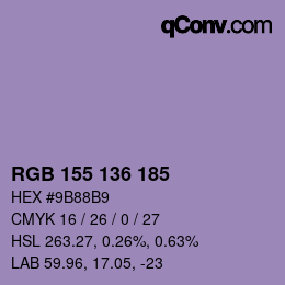 Color code: RGB 155 136 185 | qconv.com