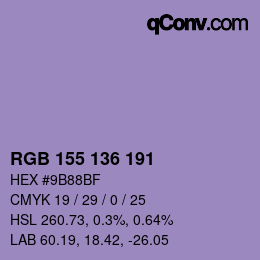 Color code: RGB 155 136 191 | qconv.com