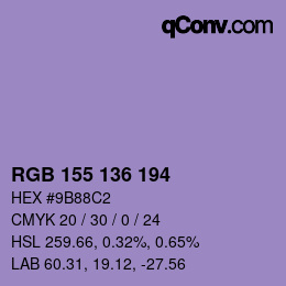 Color code: RGB 155 136 194 | qconv.com
