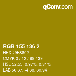 Color code: RGB 155 136 2 | qconv.com