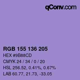Color code: RGB 155 136 205 | qconv.com