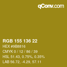 Color code: RGB 155 136 22 | qconv.com