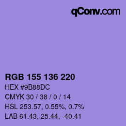 Color code: RGB 155 136 220 | qconv.com
