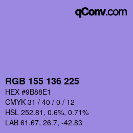 Color code: RGB 155 136 225 | qconv.com