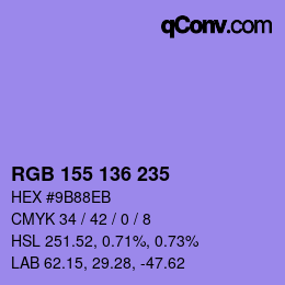 カラーコード: RGB 155 136 235 | qconv.com