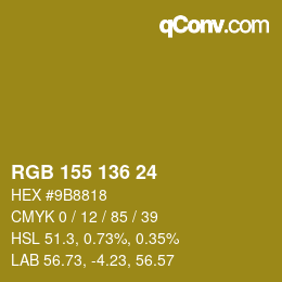 カラーコード: RGB 155 136 24 | qconv.com