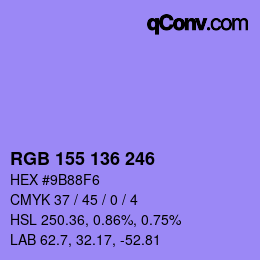 カラーコード: RGB 155 136 246 | qconv.com