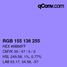 Farbcode: RGB 155 136 255 | qconv.com