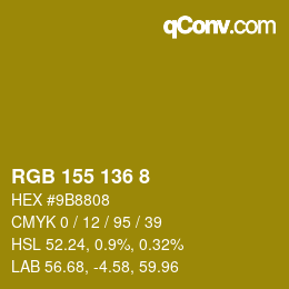 Farbcode: RGB 155 136 8 | qconv.com