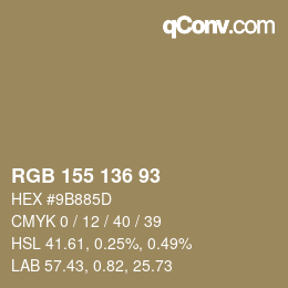 カラーコード: RGB 155 136 93 | qconv.com