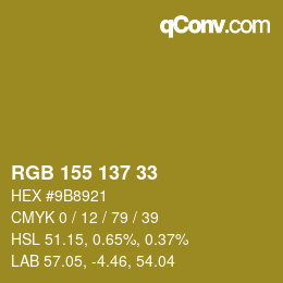 カラーコード: RGB 155 137 33 | qconv.com