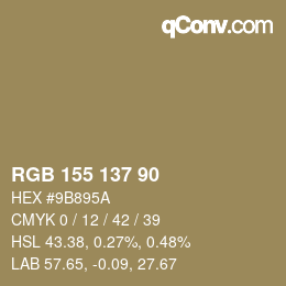 Farbcode: RGB 155 137 90 | qconv.com