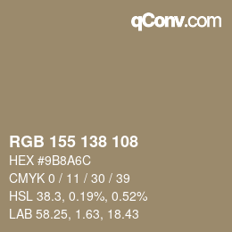 Farbcode: RGB 155 138 108 | qconv.com