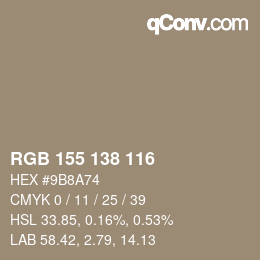 Farbcode: RGB 155 138 116 | qconv.com
