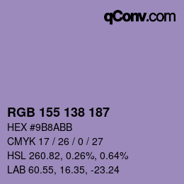 カラーコード: RGB 155 138 187 | qconv.com