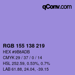 Color code: RGB 155 138 219 | qconv.com