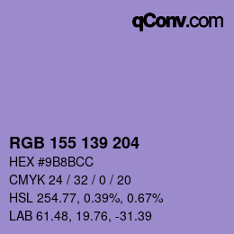 Color code: RGB 155 139 204 | qconv.com