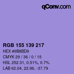 Color code: RGB 155 139 217 | qconv.com