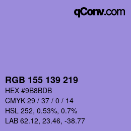 カラーコード: RGB 155 139 219 | qconv.com