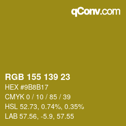颜色代码: RGB 155 139 23 | qconv.com
