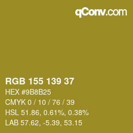 颜色代码: RGB 155 139 37 | qconv.com