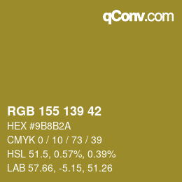 Color code: RGB 155 139 42 | qconv.com