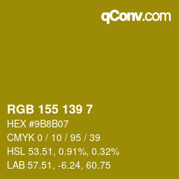 颜色代码: RGB 155 139 7 | qconv.com