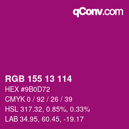 カラーコード: RGB 155 13 114 | qconv.com