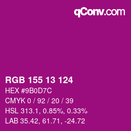 颜色代码: RGB 155 13 124 | qconv.com