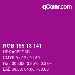 カラーコード: RGB 155 13 141 | qconv.com