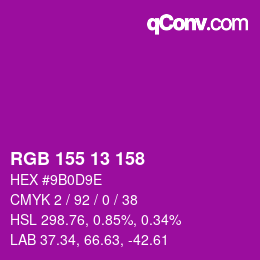 Color code: RGB 155 13 158 | qconv.com
