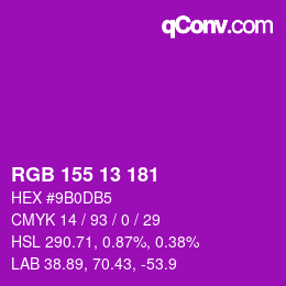 Color code: RGB 155 13 181 | qconv.com