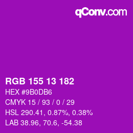 颜色代码: RGB 155 13 182 | qconv.com