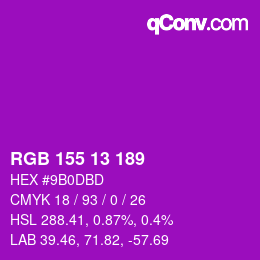 Color code: RGB 155 13 189 | qconv.com