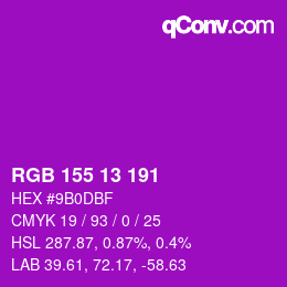 カラーコード: RGB 155 13 191 | qconv.com