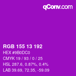 颜色代码: RGB 155 13 192 | qconv.com