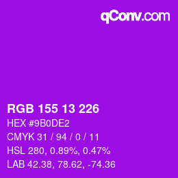Color code: RGB 155 13 226 | qconv.com