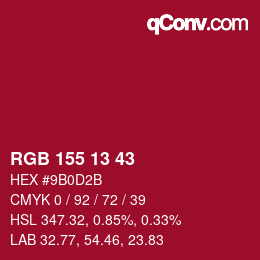 カラーコード: RGB 155 13 43 | qconv.com