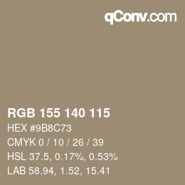 Color code: RGB 155 140 115 | qconv.com