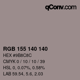 Farbcode: RGB 155 140 140 | qconv.com