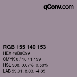 颜色代码: RGB 155 140 153 | qconv.com