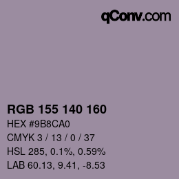 Color code: RGB 155 140 160 | qconv.com